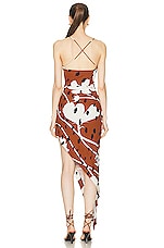 Monse Floral Print Draped Slip Dress in Brown Multi, view 4, click to view large image.
