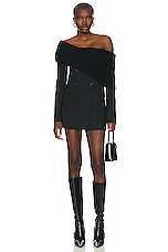Monse Knit Over The Shoulder Jacket Dress in Black, view 1, click to view large image.