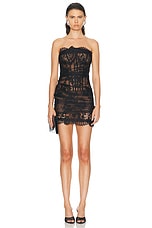 Monse Strapless Lace Bustier Dress in Black, view 1, click to view large image.