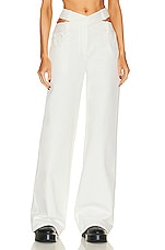 Monse Criss Cross Waistband Pant in White, view 1, click to view large image.