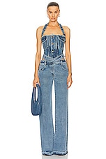 Monse Criss Cross Waist Wide Leg in Indigo, view 4, click to view large image.