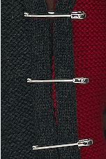 Monse Cropped Fairisle Slit Sleeve Turtleneck Sweater in Red & Charcoal, view 5, click to view large image.