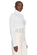 Monse Cropped Cable Sweater in Ivory, view 2, click to view large image.