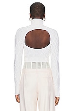 Monse Cropped Cable Sweater in Ivory, view 3, click to view large image.