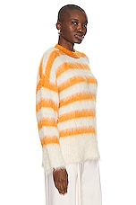 Monse Striped Alpaca Sweater in White & Orange, view 2, click to view large image.