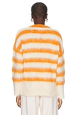 Monse Striped Alpaca Sweater in White & Orange, view 3, click to view large image.