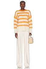 Monse Striped Alpaca Sweater in White & Orange, view 4, click to view large image.