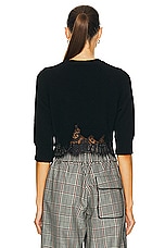 Monse Short Sleeve Lace Hem Sweater in Black, view 3, click to view large image.