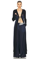 Monse Lingerie Detail Maxi Cardigan in Black & Midnight, view 4, click to view large image.