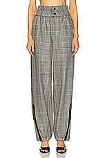 Monse Plaid Double Waistband Zipper Detailed Pant in Black Multi, view 1, click to view large image.
