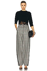 Monse Plaid Double Waistband Zipper Detailed Pant in Black Multi, view 4, click to view large image.