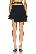 Monse Pleated Criss Cross Mini Skirt in Black, view 4, click to view large image.