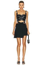 Monse Pleated Criss Cross Mini Skirt in Black, view 5, click to view large image.