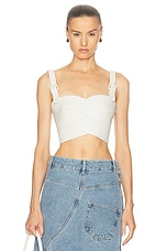 Monse Leather Belt Bustier Top in Ivory, view 1, click to view large image.