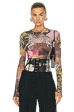 Monse Print Mesh Top in Print Multi, view 1, click to view large image.