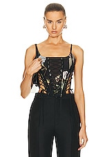 Monse Laced Bustier Top in Black Print, view 1, click to view large image.