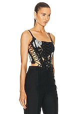 Monse Laced Bustier Top in Black Print, view 2, click to view large image.
