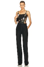 Monse Laced Bustier Top in Black Print, view 4, click to view large image.
