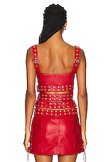 Monse Double Belted Leather Bra Top in Red, view 3, click to view large image.