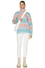 Moncler Grenoble Turtleneck Sweater in Blue, Orange, & Multi, view 4, click to view large image.