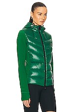 Moncler Grenoble Zip Up Cardigan in Green, view 3, click to view large image.