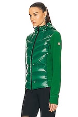 Moncler Grenoble Zip Up Cardigan in Green, view 4, click to view large image.