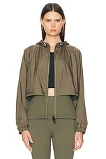 Moncler Grenoble Zip Up Cardigan in Olive Green, view 1, click to view large image.
