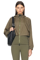 Moncler Grenoble Zip Up Cardigan in Olive Green, view 2, click to view large image.