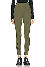 Moncler Grenoble Leggings in Olive Green, view 1, click to view large image.