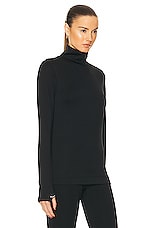 Moncler Grenoble Jersey Turtleneck Top in Black, view 2, click to view large image.