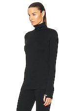 Moncler Grenoble Jersey Turtleneck Top in Black, view 3, click to view large image.
