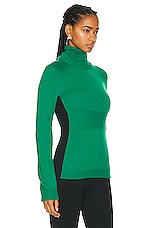 Moncler Grenoble Long Sleeve Turtleneck Top in Green, view 2, click to view large image.
