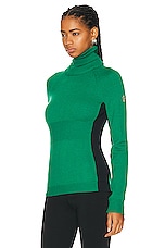 Moncler Grenoble Long Sleeve Turtleneck Top in Green, view 3, click to view large image.