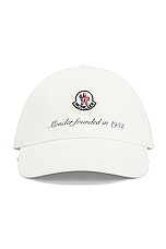 Moncler Baseball Cap in Silk White, view 1, click to view large image.