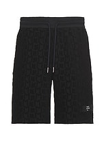 Moncler Sweat Short in Dark Navy Blue, view 1, click to view large image.