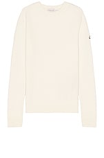 Moncler Crewneck Sweater in White, view 1, click to view large image.