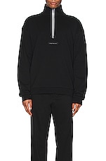 Moncler T-neck Jersey Pullover in Black, view 4, click to view large image.
