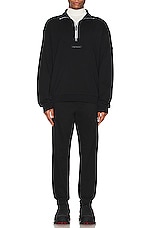 Moncler T-neck Jersey Pullover in Black, view 5, click to view large image.