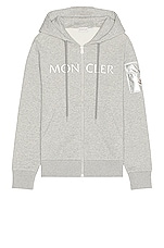 Moncler Zip Up Hoodie In Grey in Grey, view 1, click to view large image.