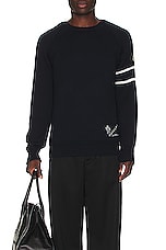 Moncler Wool Blend Crewneck in Navy, view 4, click to view large image.