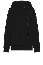 Moncler Logo Hoodie in Black, view 1, click to view large image.