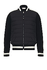 Moncler Zip Sweater Cardigan in Dark Navy Blue, view 1, click to view large image.