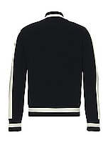 Moncler Zip Sweater Cardigan in Dark Navy Blue, view 2, click to view large image.