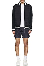 Moncler Zip Sweater Cardigan in Dark Navy Blue, view 5, click to view large image.