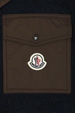 Moncler Zip Up Cardigan in Blue, view 3, click to view large image.