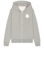 Moncler Zip Up Cardigan in Light Gray Melange | FWRD