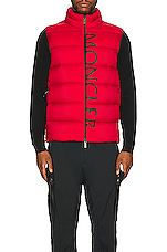 Moncler Amak Vest in Red, view 4, click to view large image.