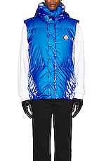Moncler Lawu Vest in Blue, view 4, click to view large image.
