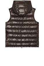 Moncler Barant Vest in Dark Brown, view 2, click to view large image.