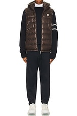 Moncler Barant Vest in Dark Brown, view 5, click to view large image.